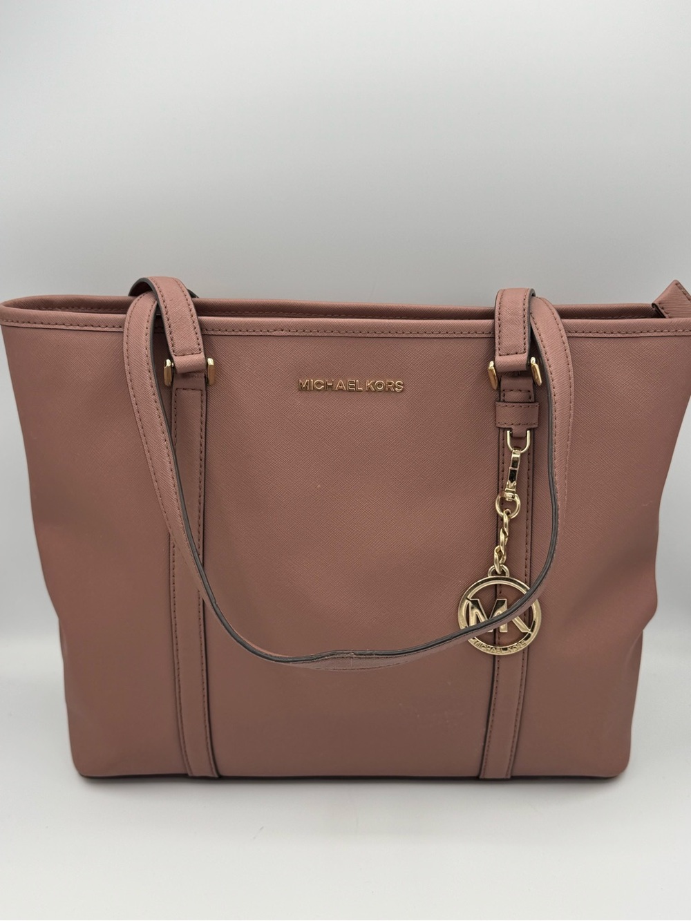 Michael Kors Sady Large Saffiano Leather Tote Laptop Bag- Dusty Rose/Pink
